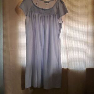 Miss Elaine Light Blue Nightgown Sz L Cap Sleeves has embroidery & lace